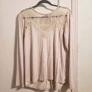 Long sleeve, crochet top flowy top